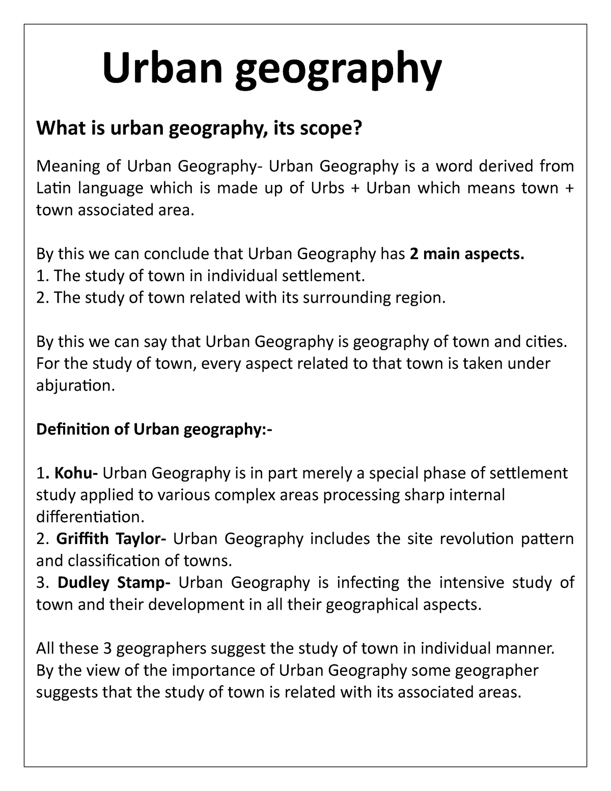 urban geography dissertation ideas