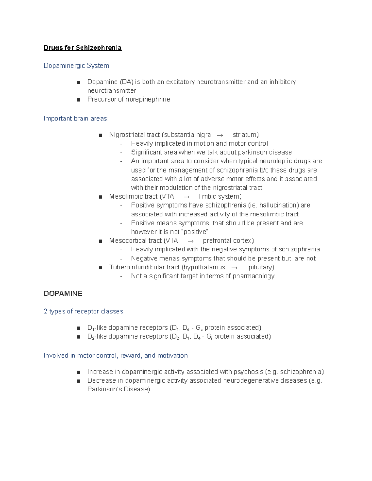 Drugs for Schizophrenia Pharmac 4E03 McMaster Studocu