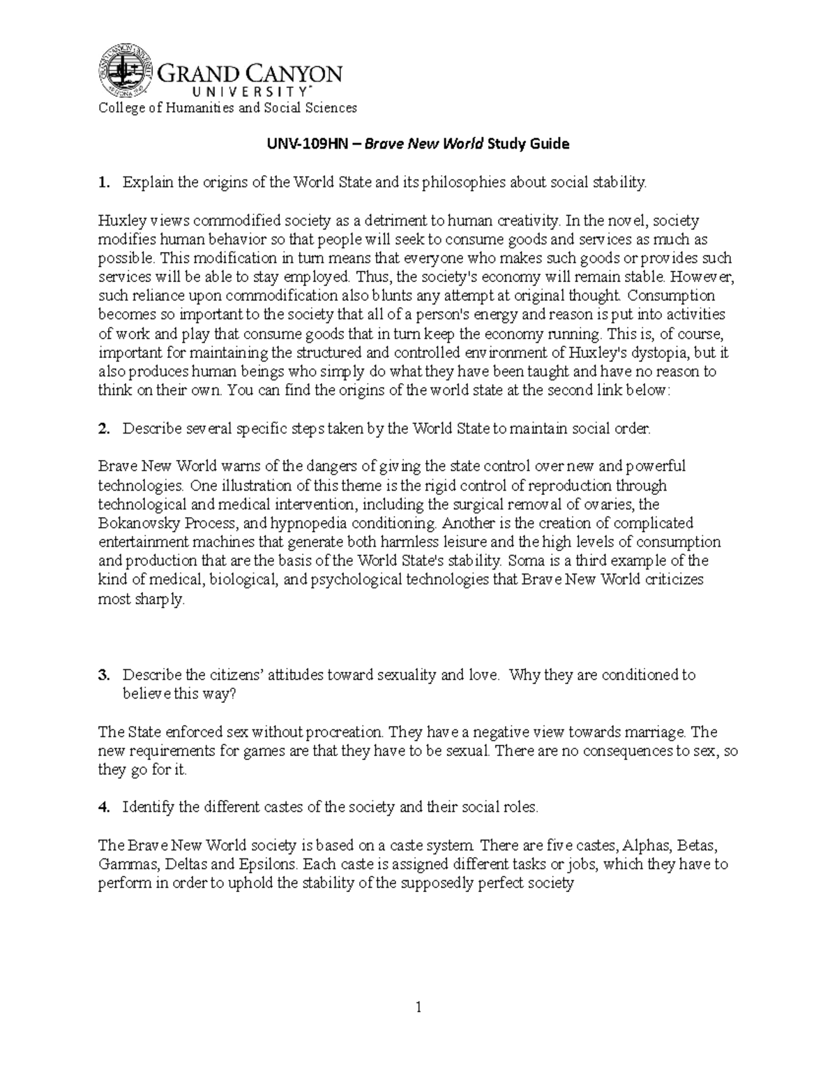 BNW Study Guide r4 - College of Humanities and Social Sciences UNV ...