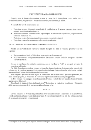 Protezione dalla corrosione - Meccanica, Macchine ed Energia