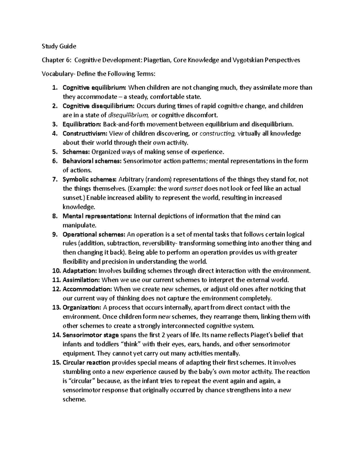 Study Guide chapter 6 Piag - Study Guide Chapter 6: Cognitive ...