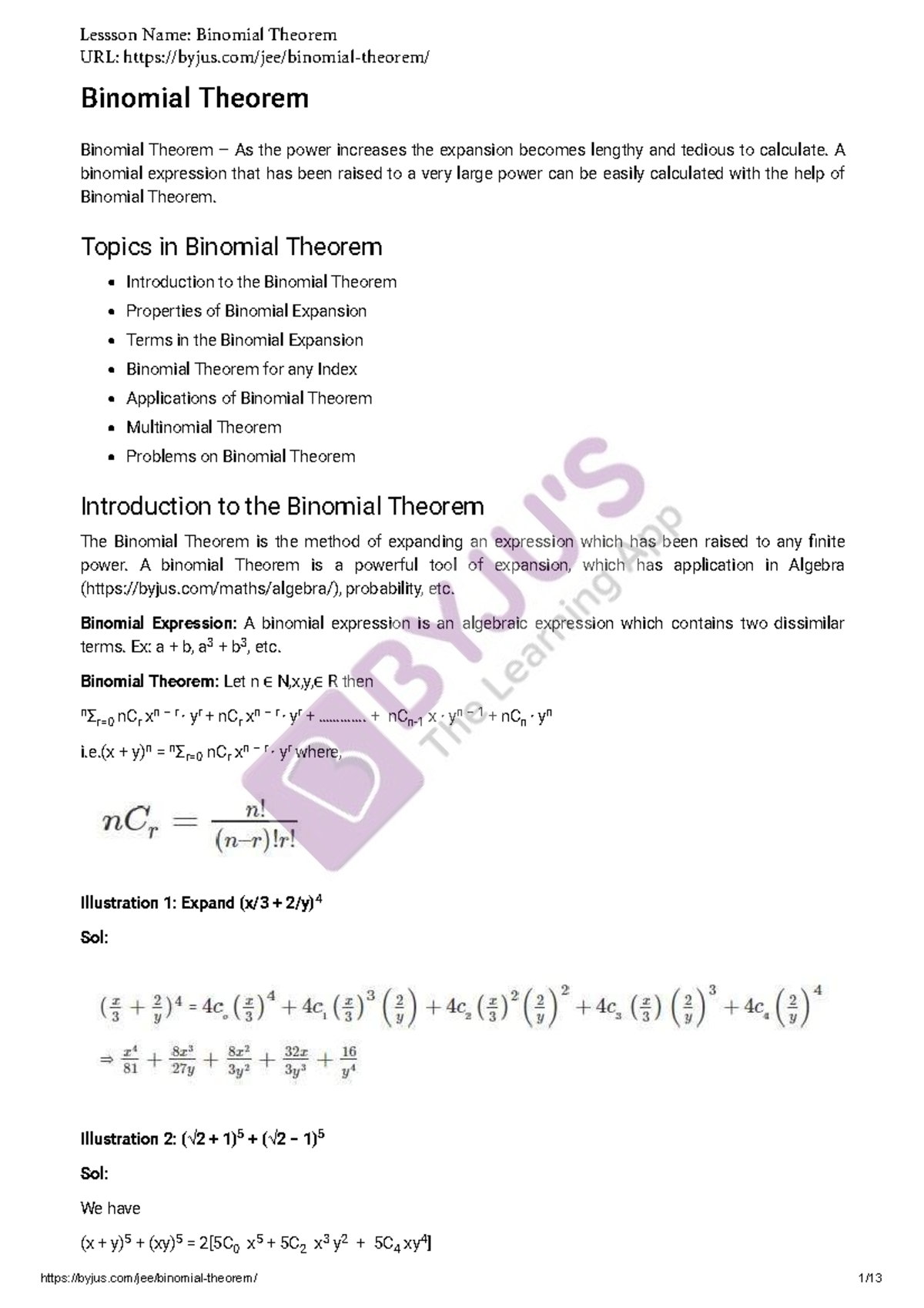 Binomial-Theorem - Binomial distribution - Binomial Theorem Binomial ...