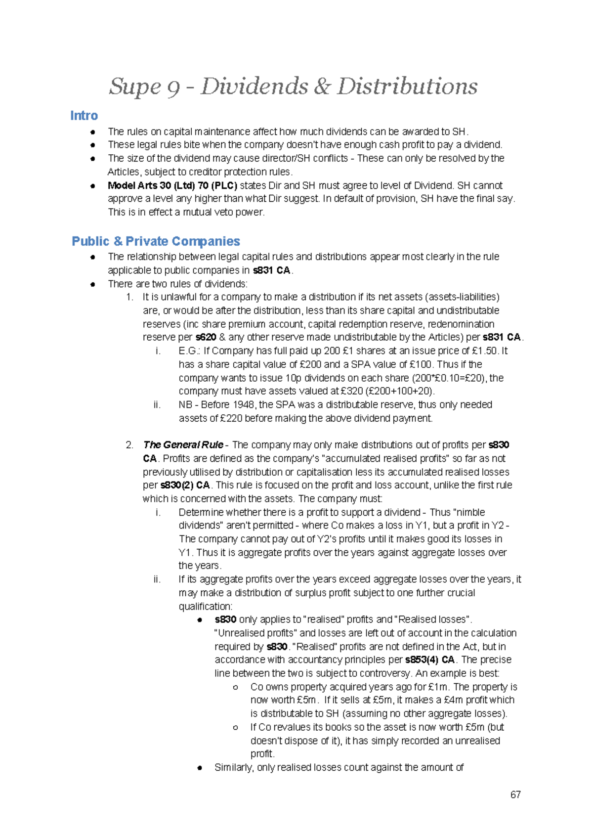 Dividends and DistributionsLecture Notes Supe 9 Dividends