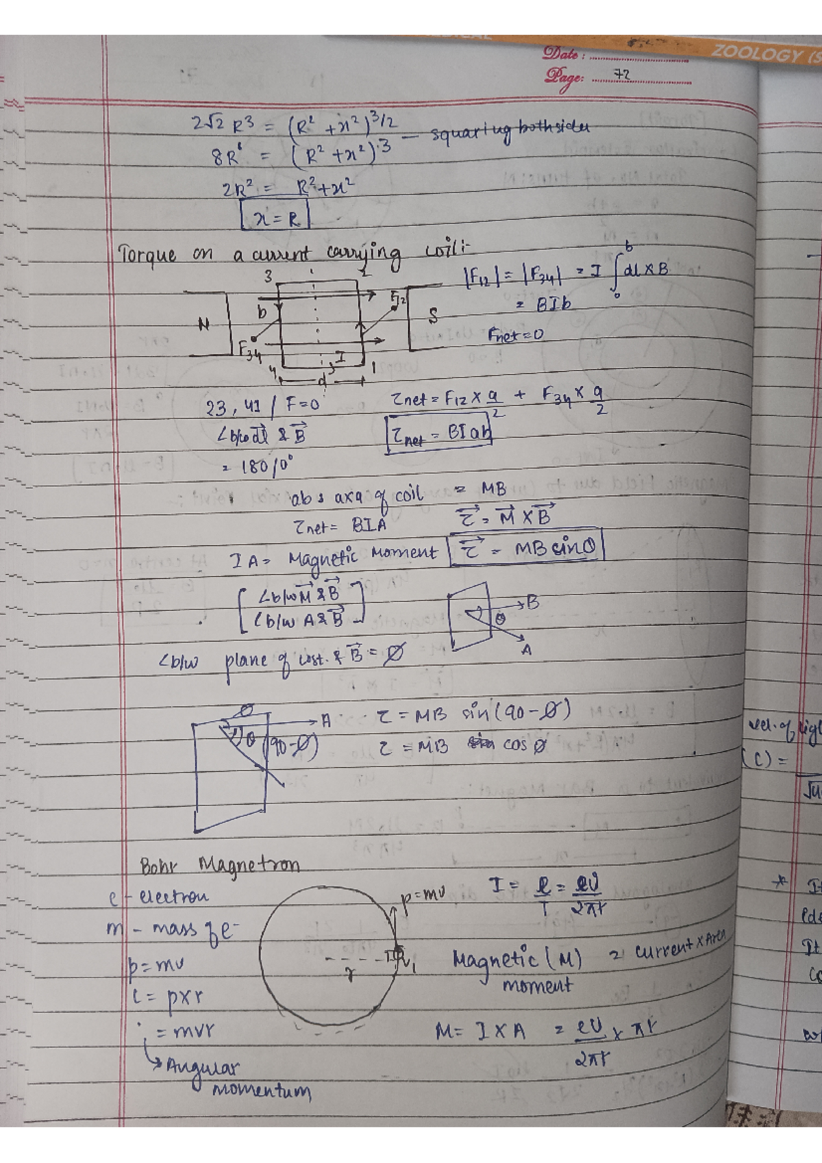 Physics - notes - Date: Page: 72 252R3 (R2 squaring bothsides 8R (R2 ...