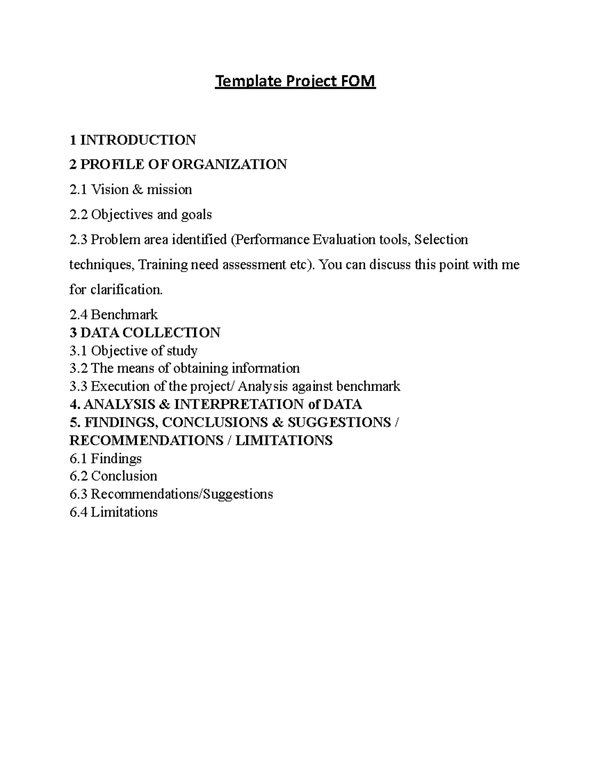 Template Project FOM - Fundamental of management knowledge about ...