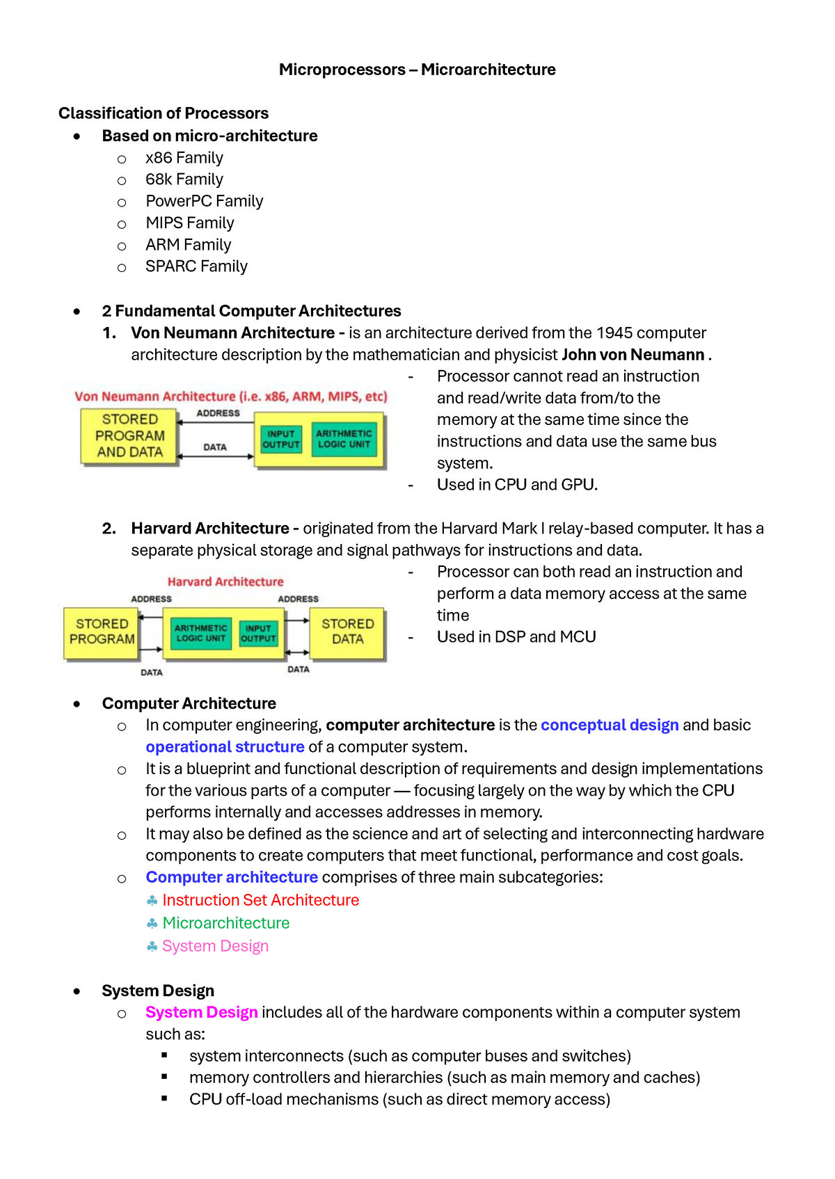 Module 5 - notes - Microprocessors – Microarchitecture Classification ...