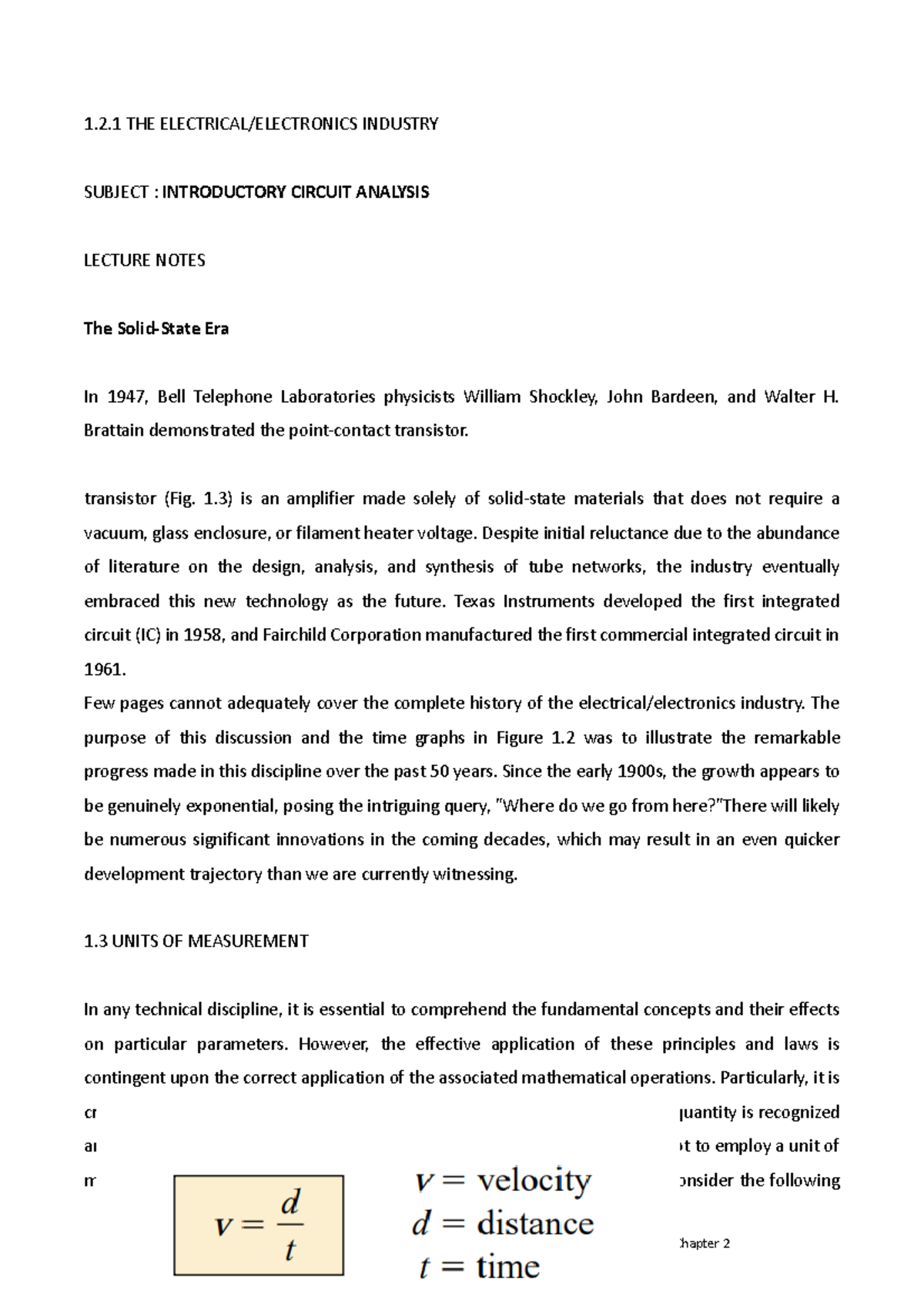 Chapter 2 - Introduction to CA (Circuit Analysis) continuation- Basic ...