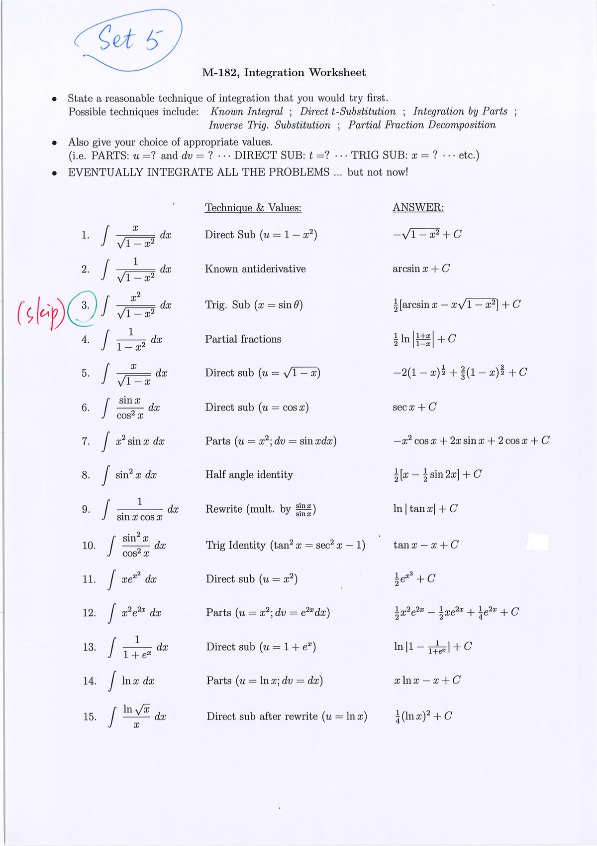 More+Integration+Practice+Problems+Set+5+(Integration+-+Mixed+Methods ...