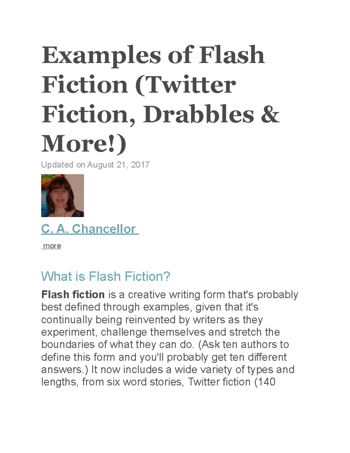 Flash fiction examples - Examples of Flash Fiction (Twitter Fiction ...