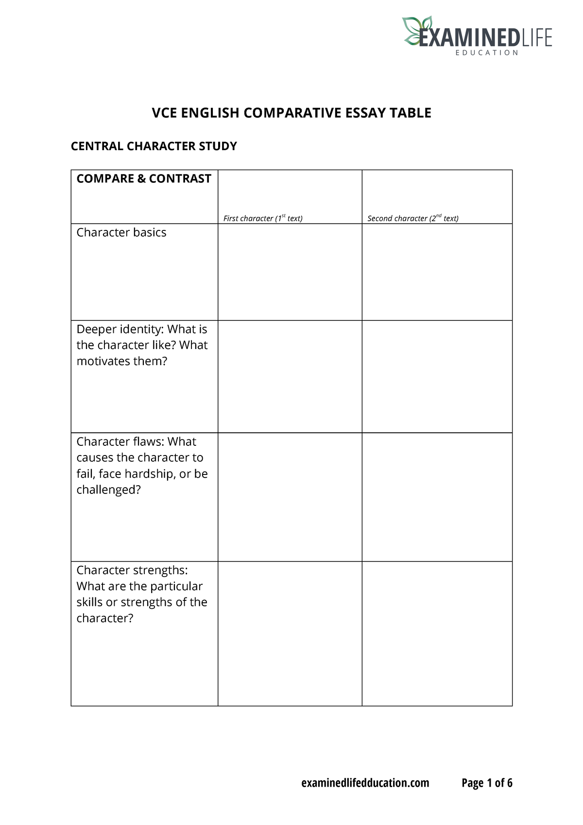 comparative essay example vce