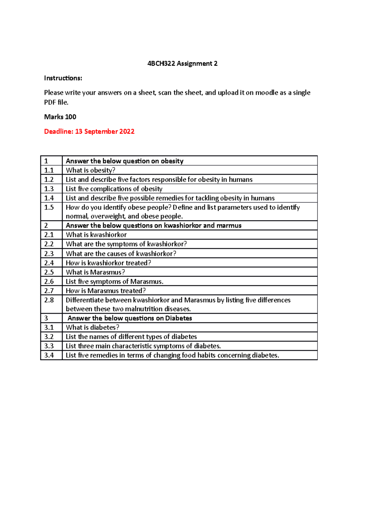 4BCH322 Assignment 2 2022 - 4BCH322 Assignment 2 Instructions: Please ...