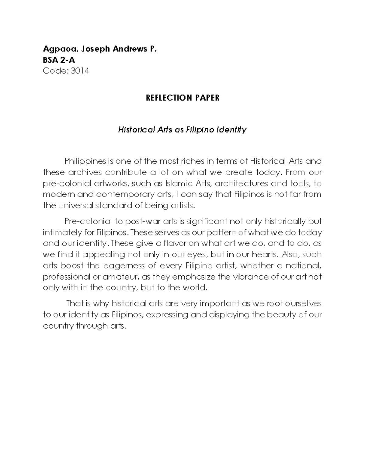 make-a-reflection-paper-philippine-art-agpaoa-joseph-andrews-p-bsa