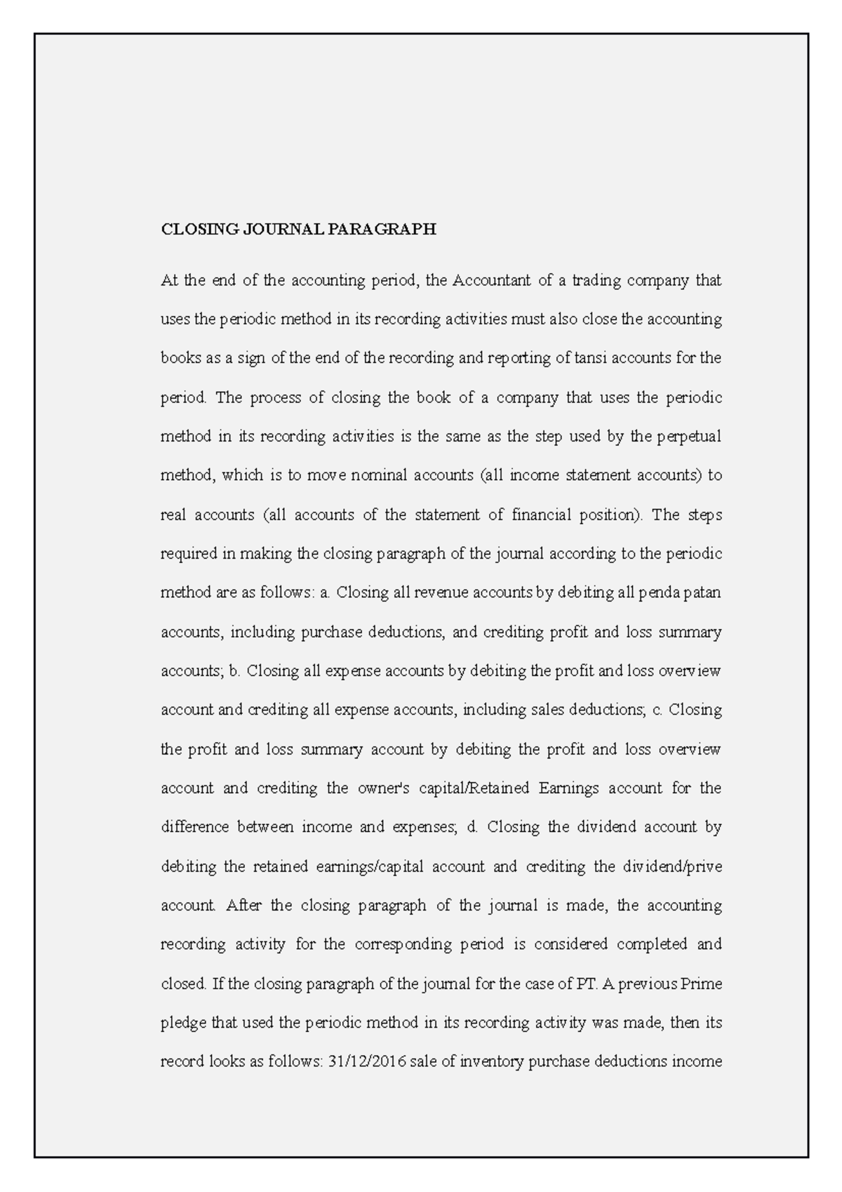 Documents Notes Accounting - Closing Journal Paragraph - CLOSING ...