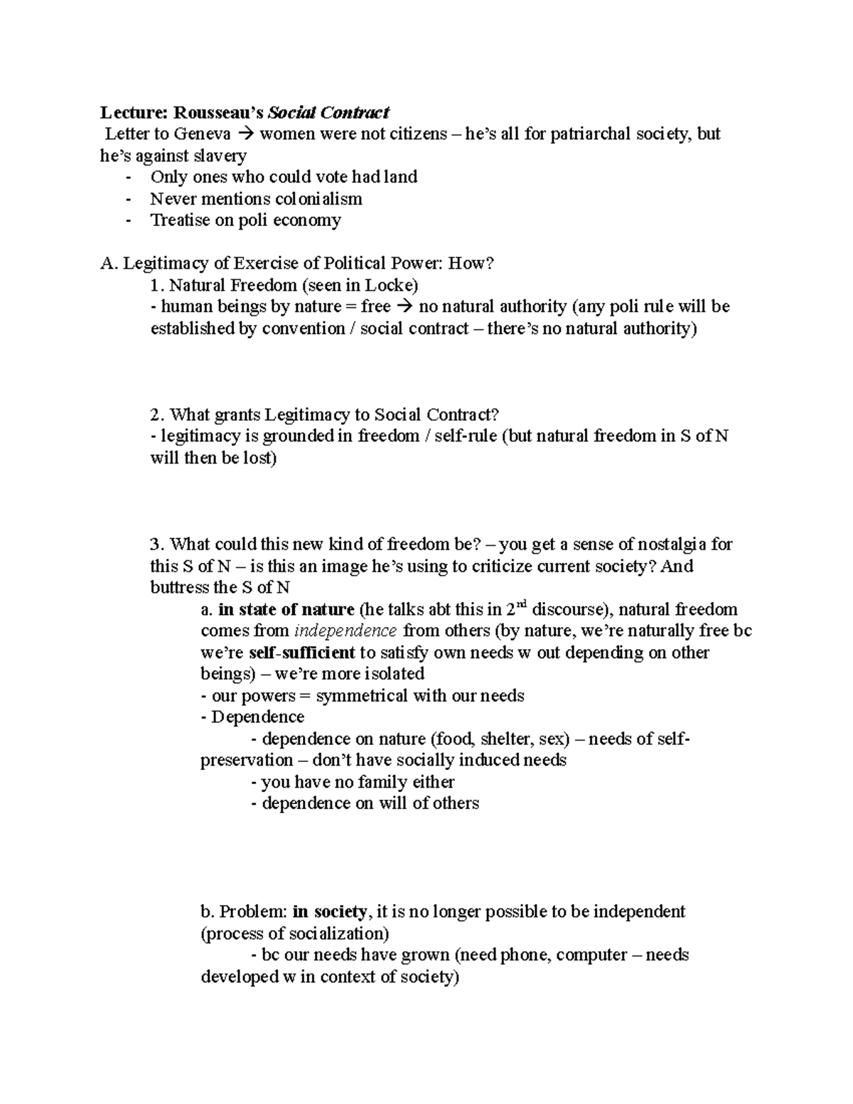 W5 Rousseau - book notations - Lecture: Rousseau’s Social Contract ...