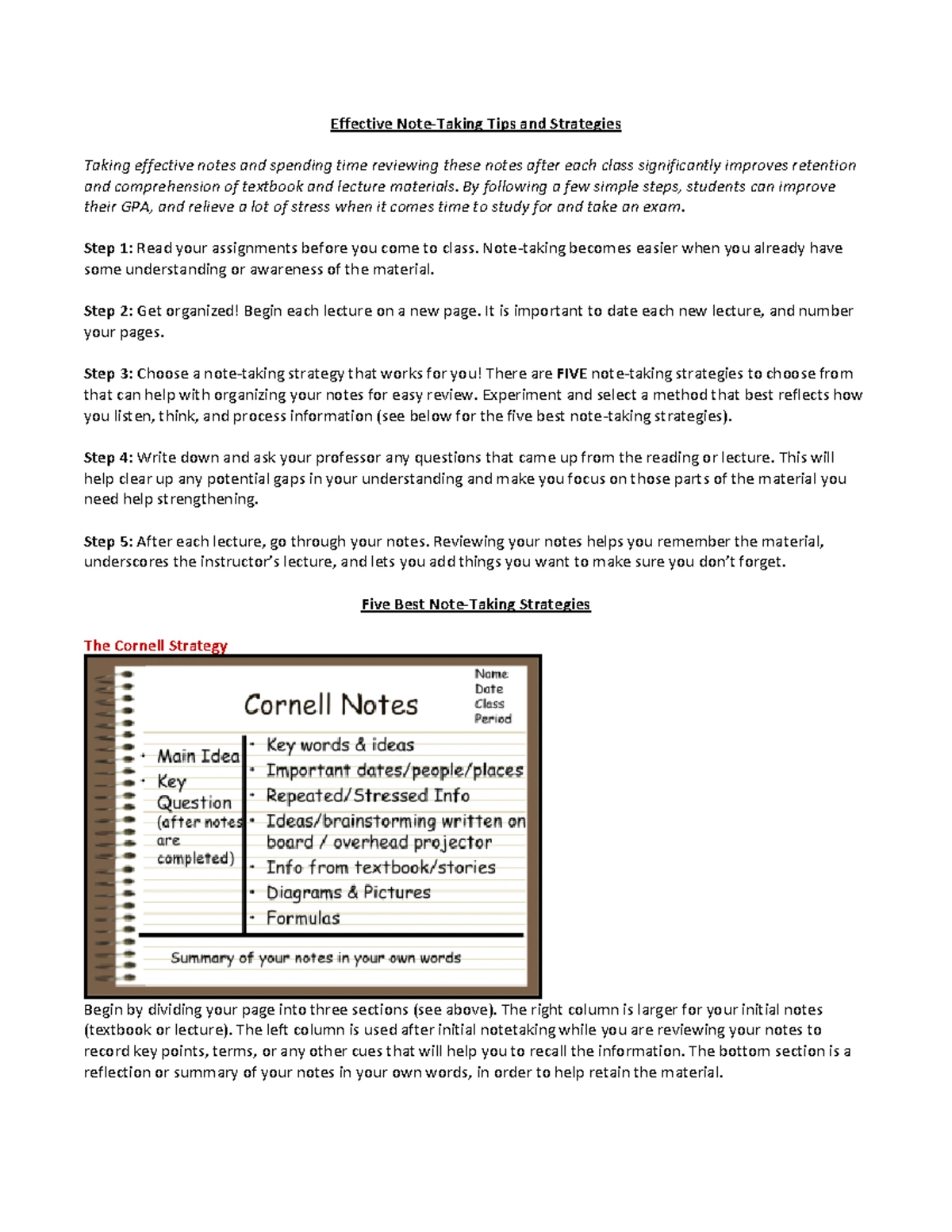 Importance of Time Management - tips for taking effective notes: Use ...