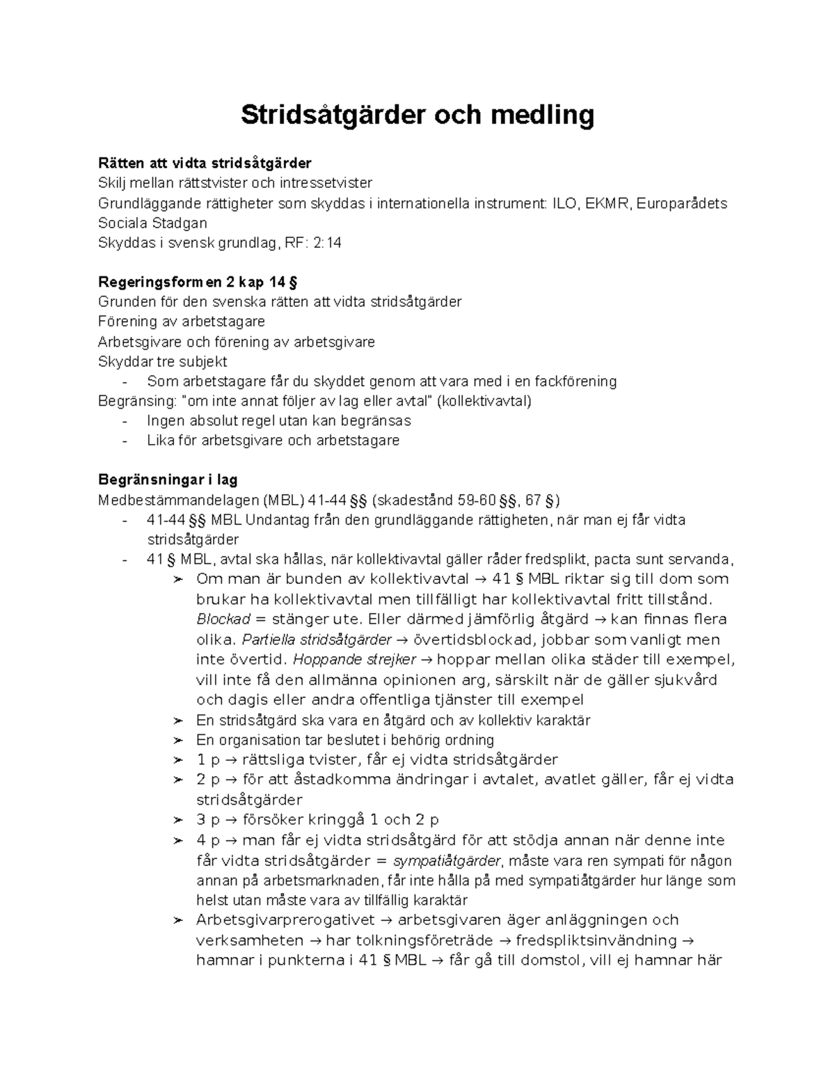 Stridsåtgärder och medling - Stridsåtgärder och medling Rätten att ...