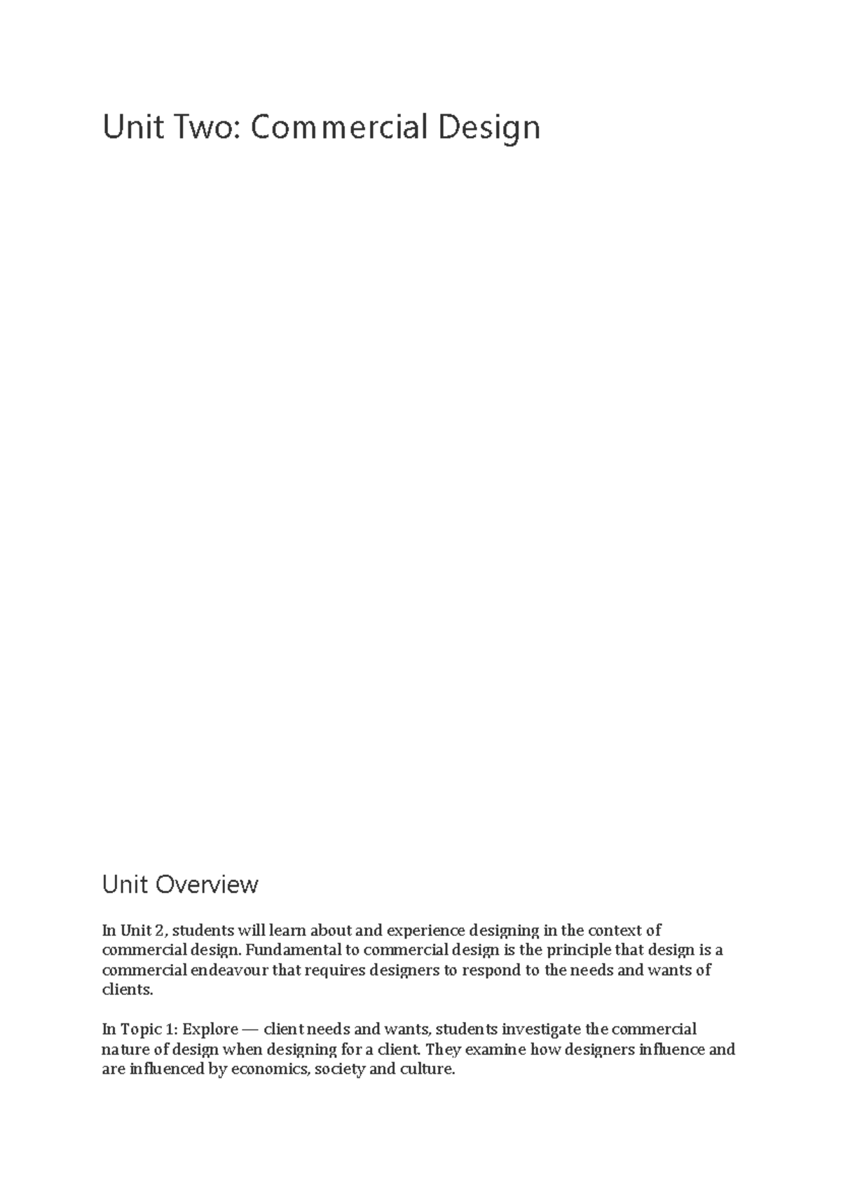 Pdf - there rlly is nth - Unit Two: Commercial Design Unit Overview In ...