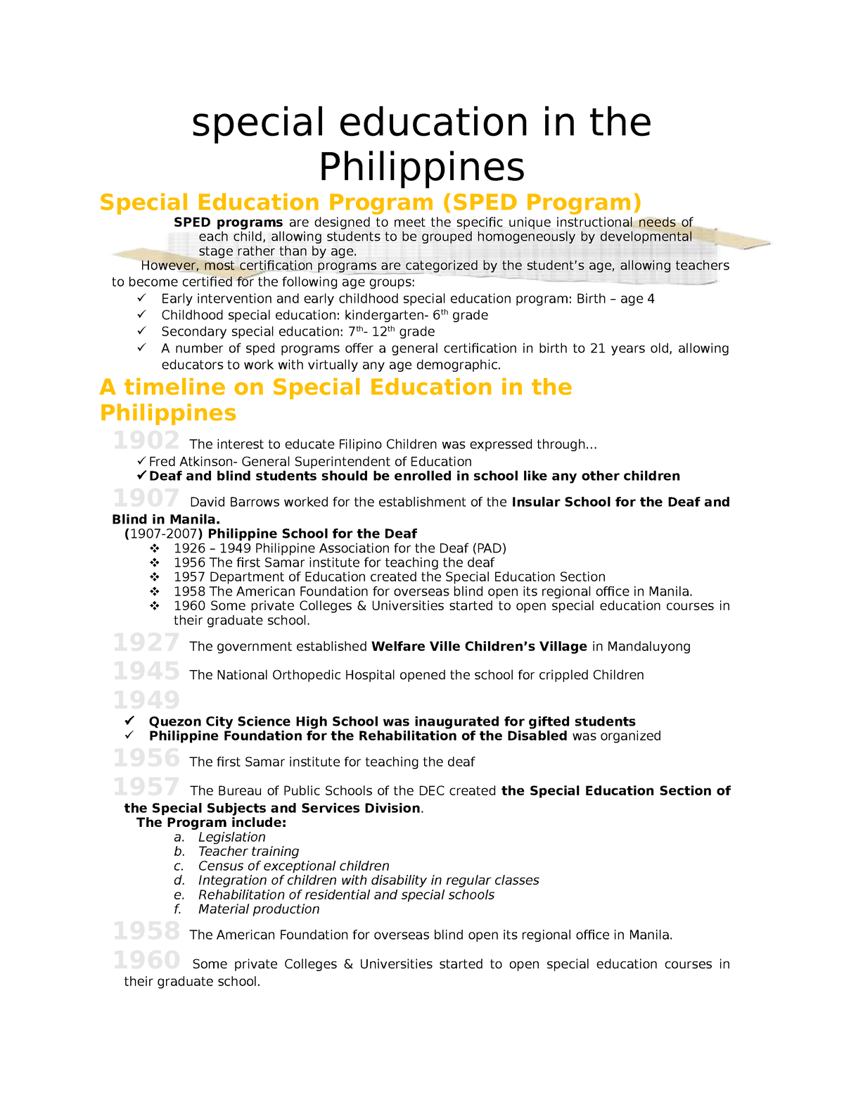 studies on special education in the philippines