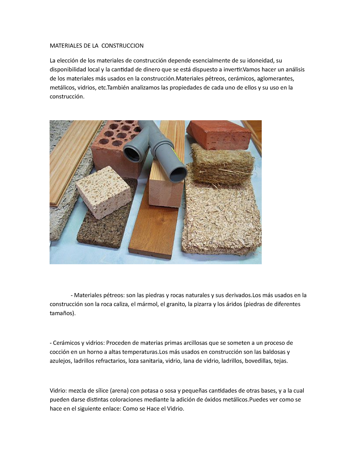 Materiales De La Construccion Trabajo Investigativo Materiales De La Construccion La Elección 8364