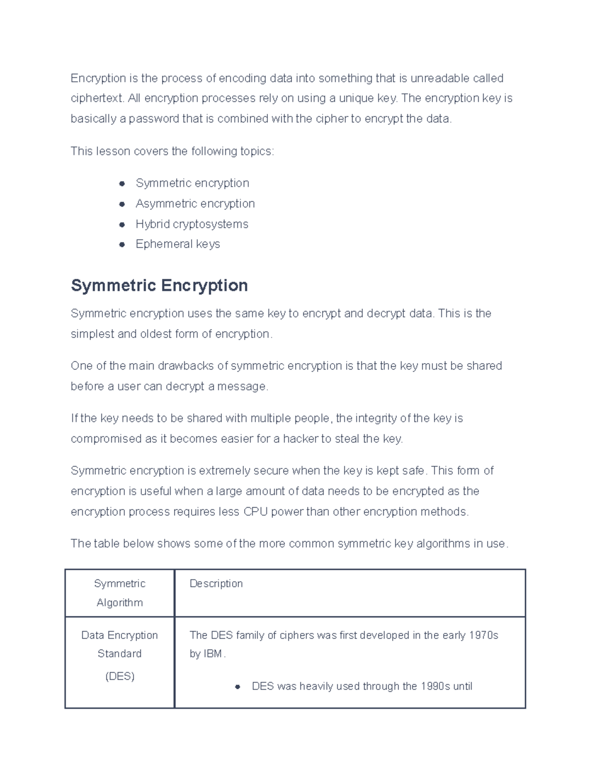 7.1.5 Symmetric and Asymmetric Encryption Facts - Encryption is the ...