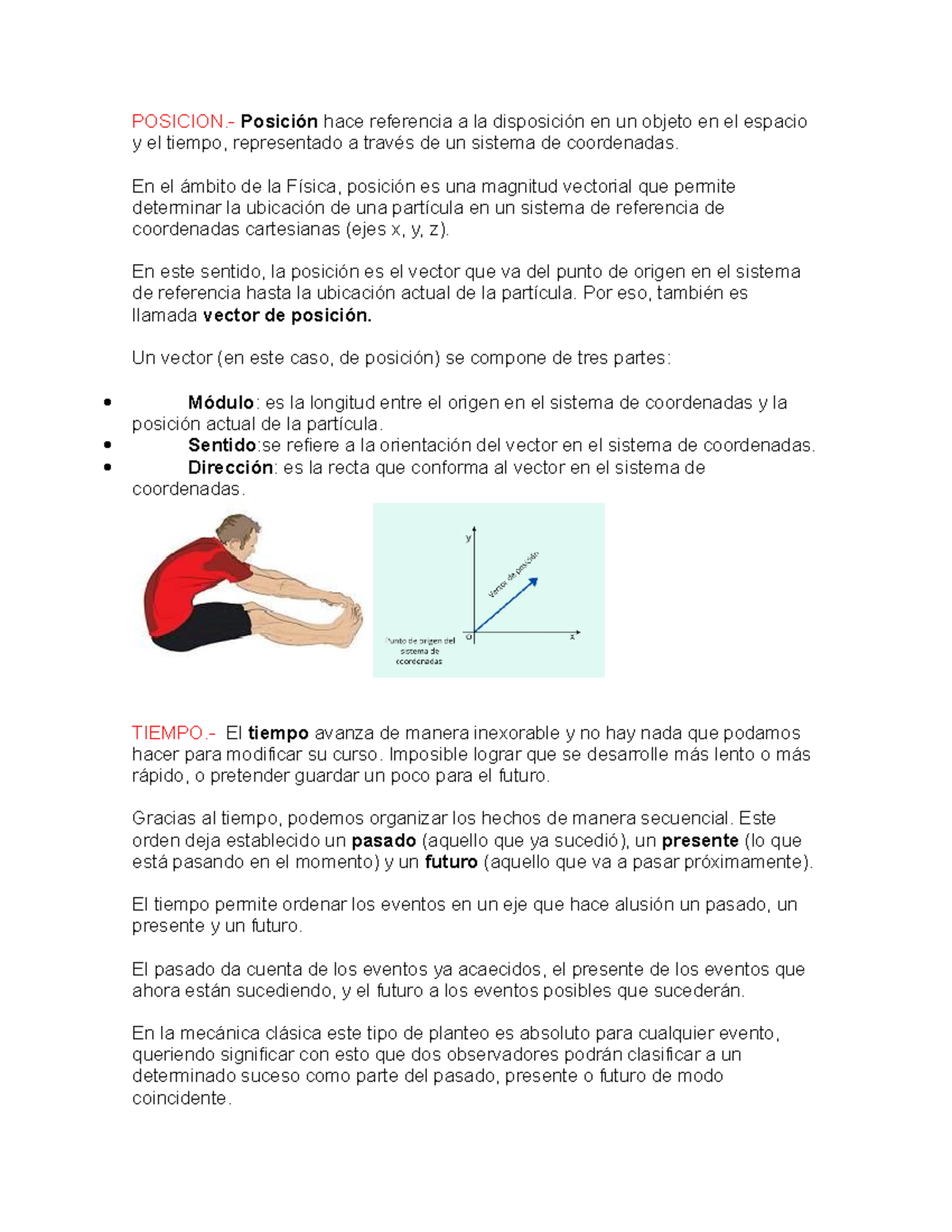 Conceptos Fundamentales DE LA Cinematica - POSICION.- Posición - Studocu