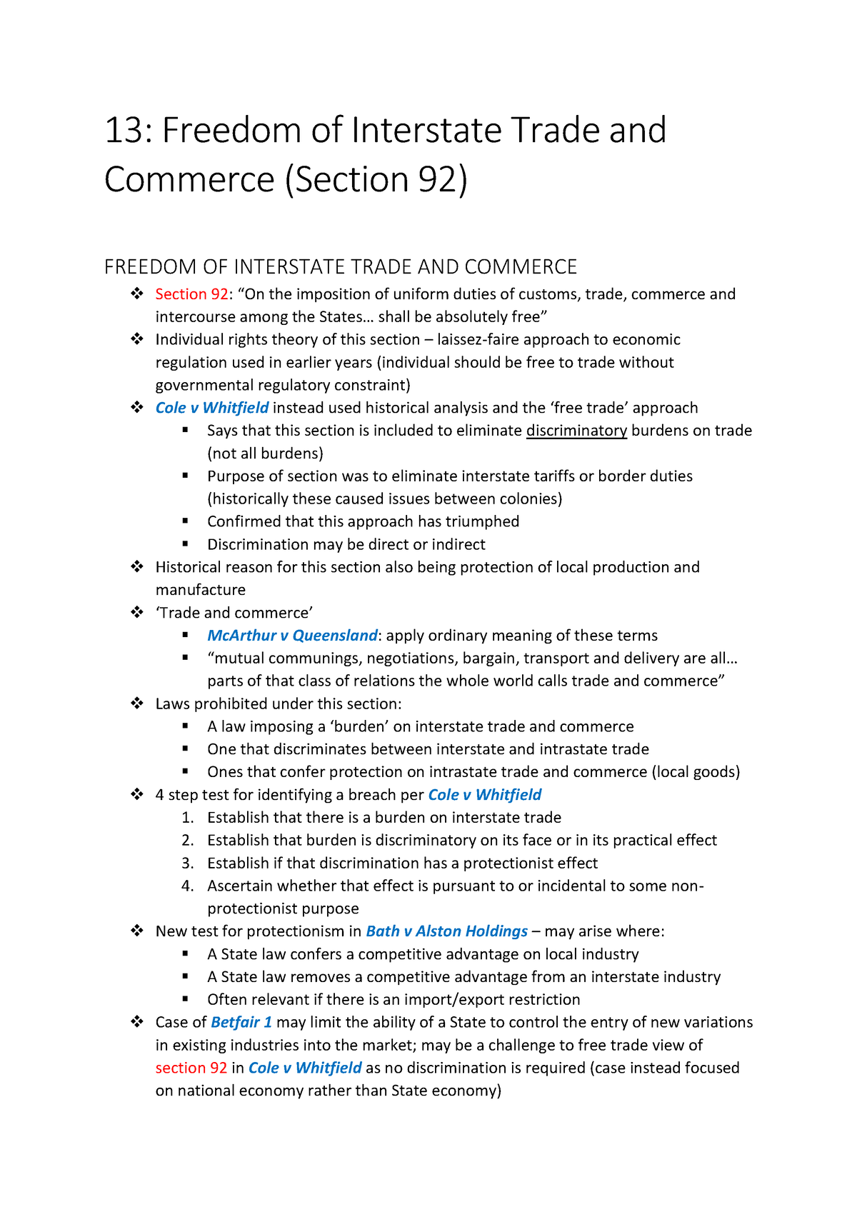 s92-notes-for-constitutional-law-exam-13-freedom-of-interstate-trade