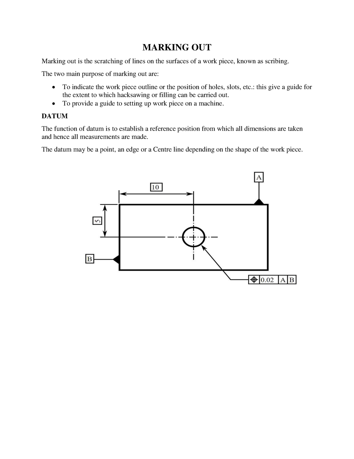 Marking OUT Tools - MARKING OUT Marking out is the scratching of lines ...