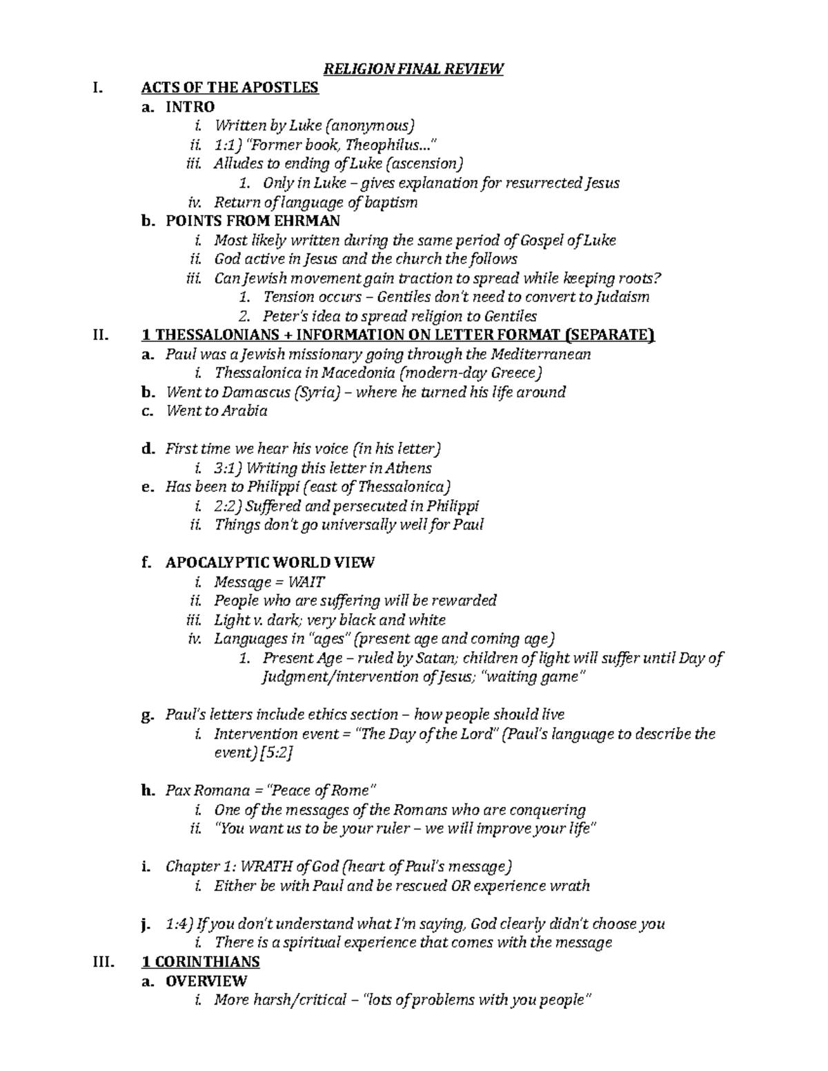 2017-Understanding Religion-Final Review - RELIGION FINAL REVIEW I ...