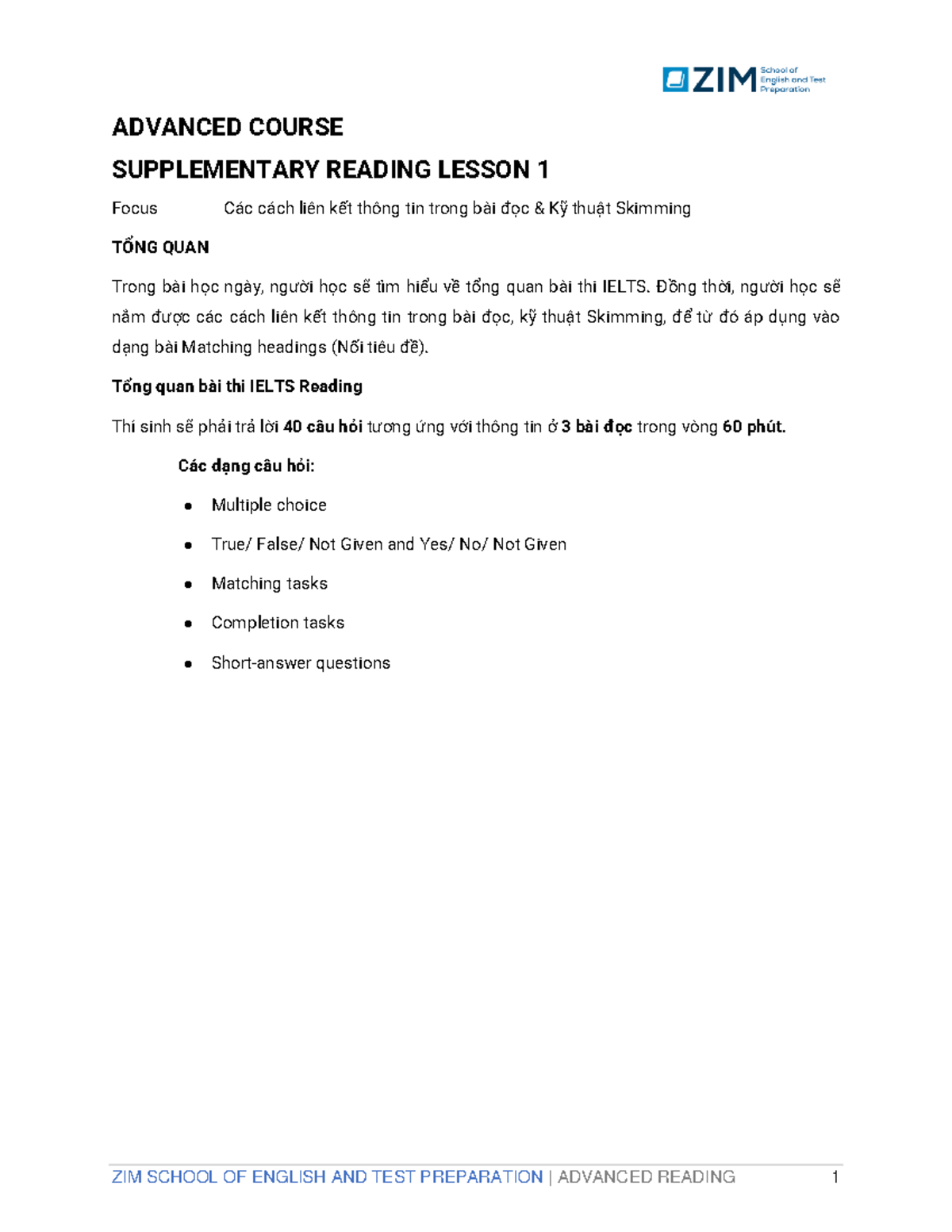 (Advanced) Reading 1 - hhfgrieuug - ADVANCED COURSE SUPPLEMENTARY ...
