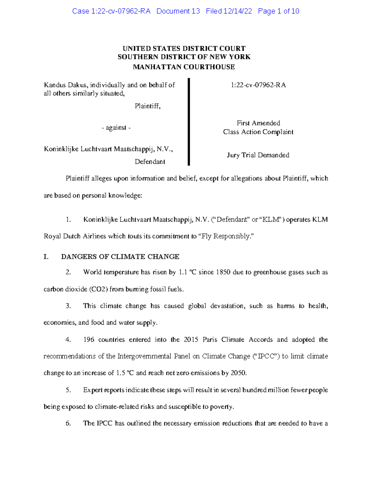 20221214 docket 122 cv 07962 complaint UNITED STATES DISTRICT COURT 20221214 docket 122 cv 07962 complaint UNITED STATES DISTRICT COURT
