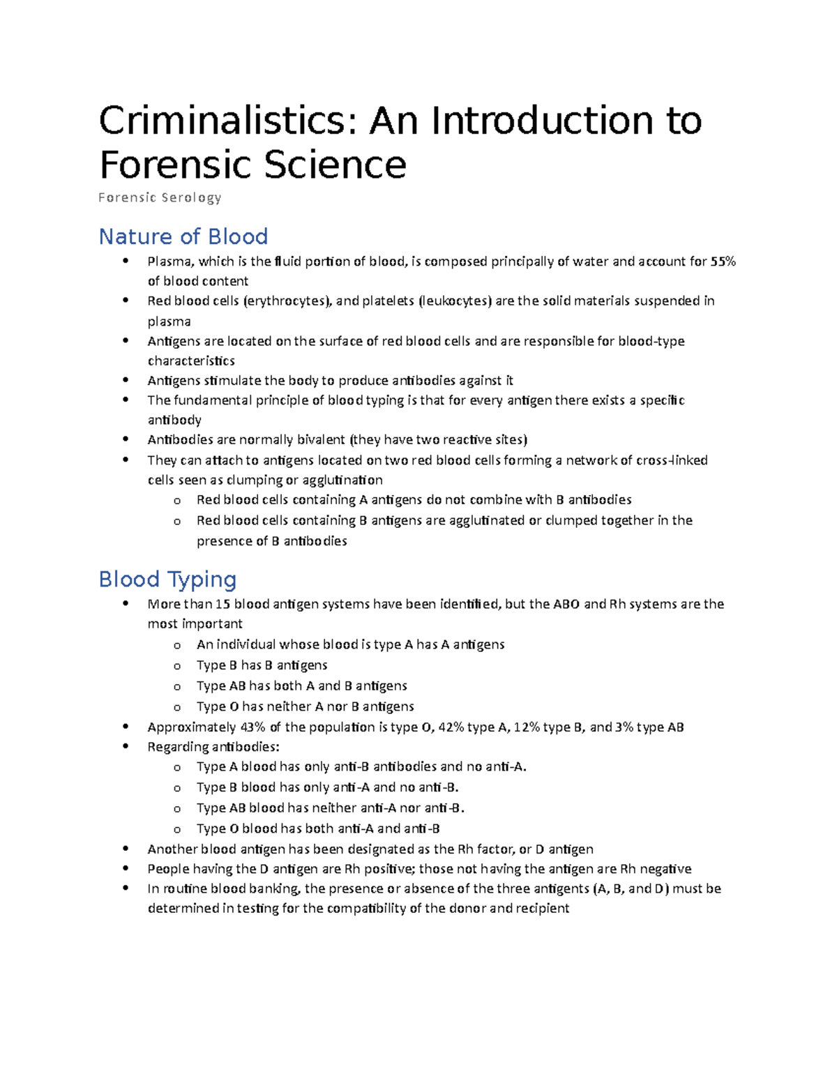 Forensic Serology - Criminalistics: An Introduction To Forensic Science ...