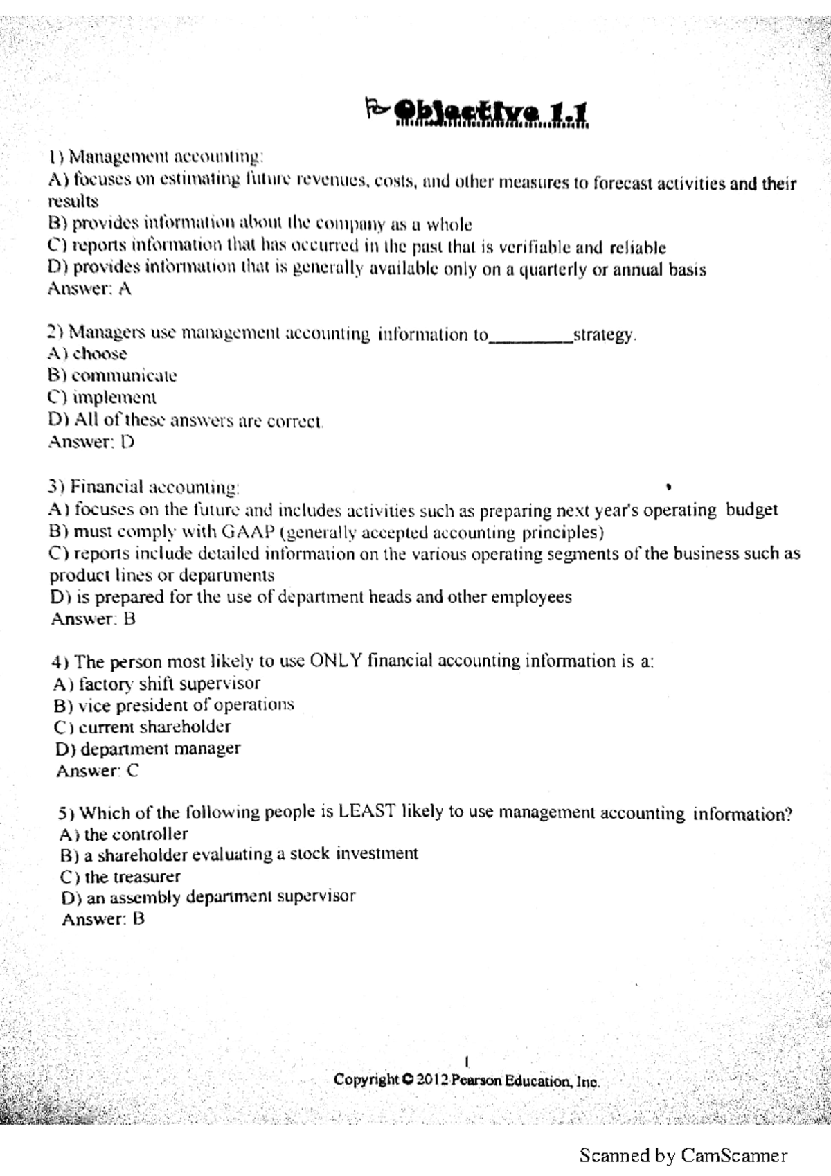 Testbank ch1 cost - test bank - Cost accounting - Studocu
