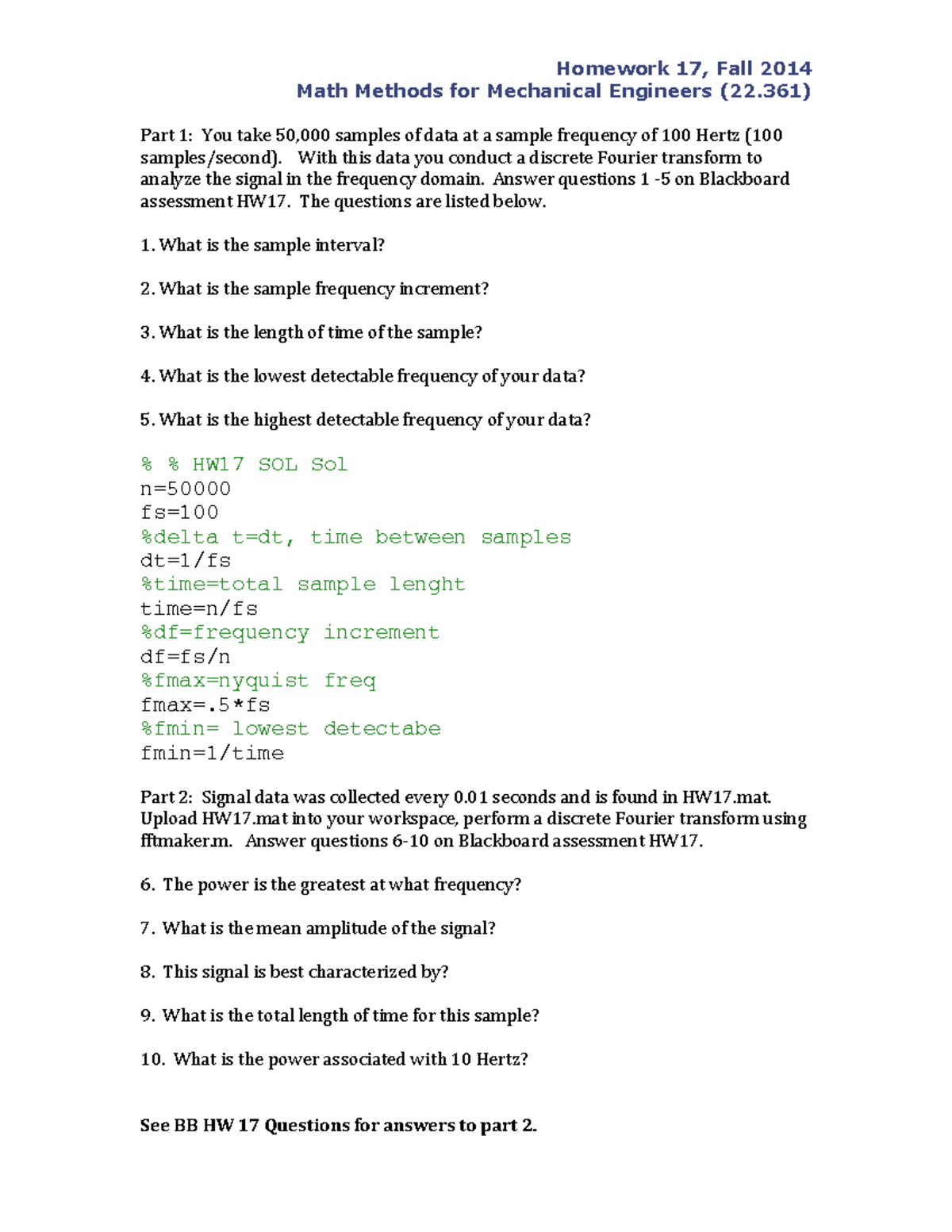 HW17SOL - Homework 17, Fall 2014 Math Methods for Mechanical Engineers ...