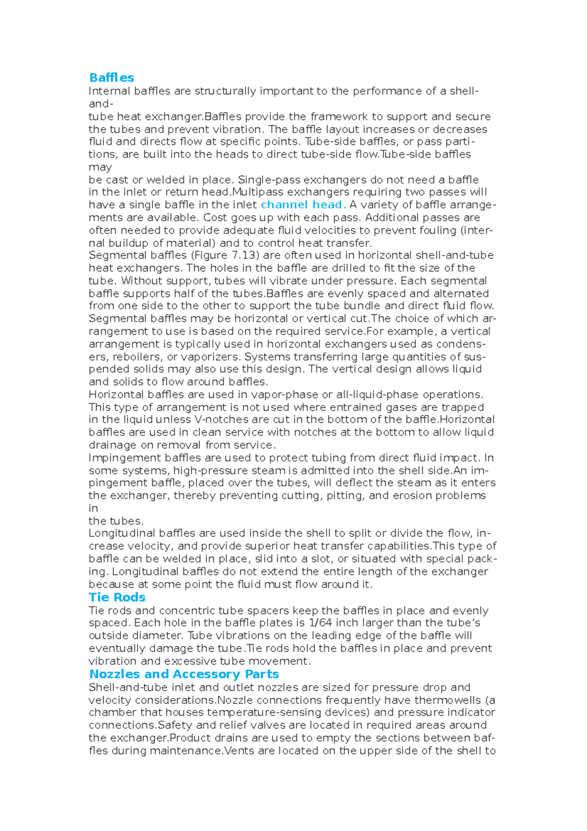 Process control and application 24 - Baffles Internal baffles are ...