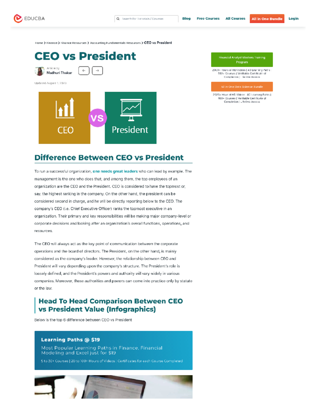 CEO Vs President PDF - Studocu