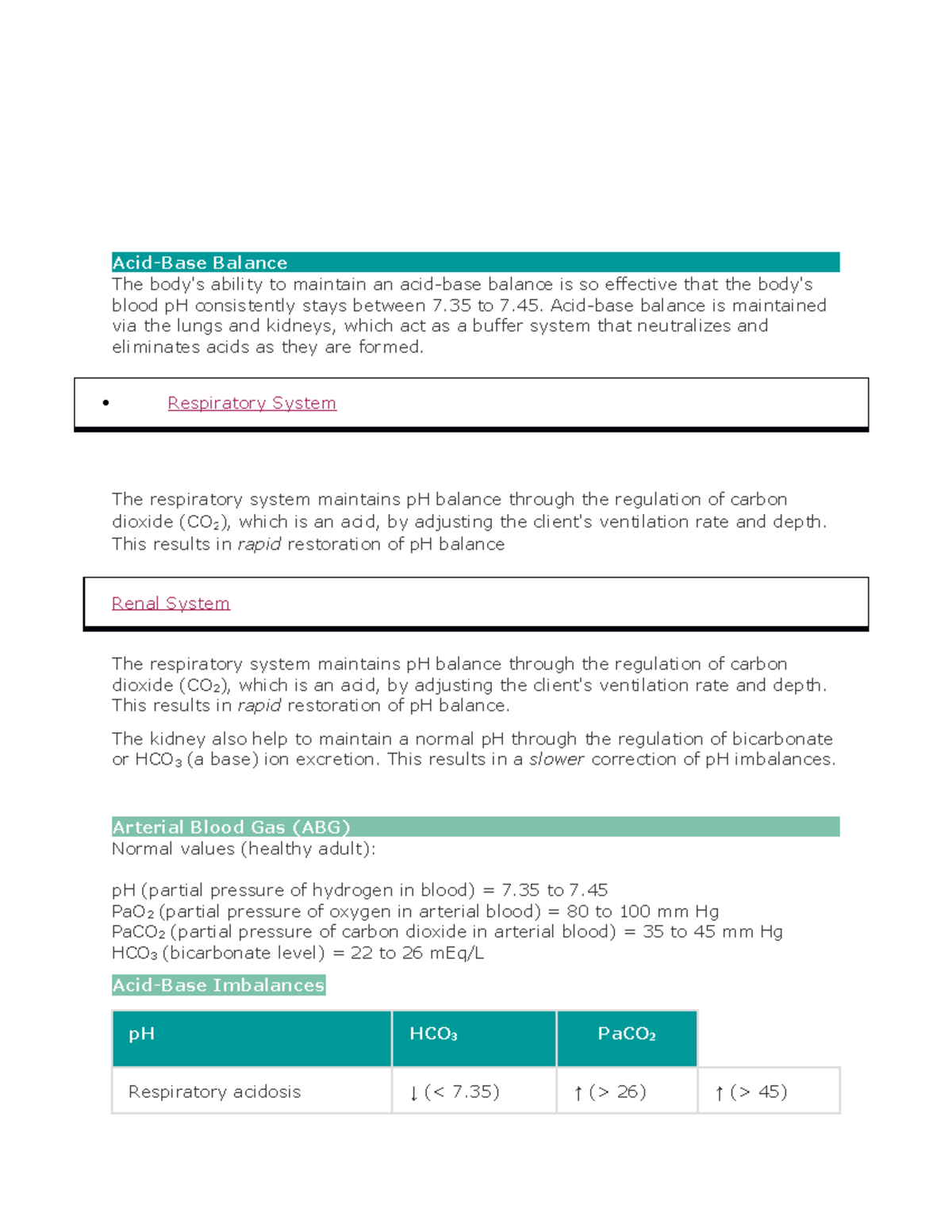 Acid NCLEX AcidBase Balance The body's ability to maintain an acid