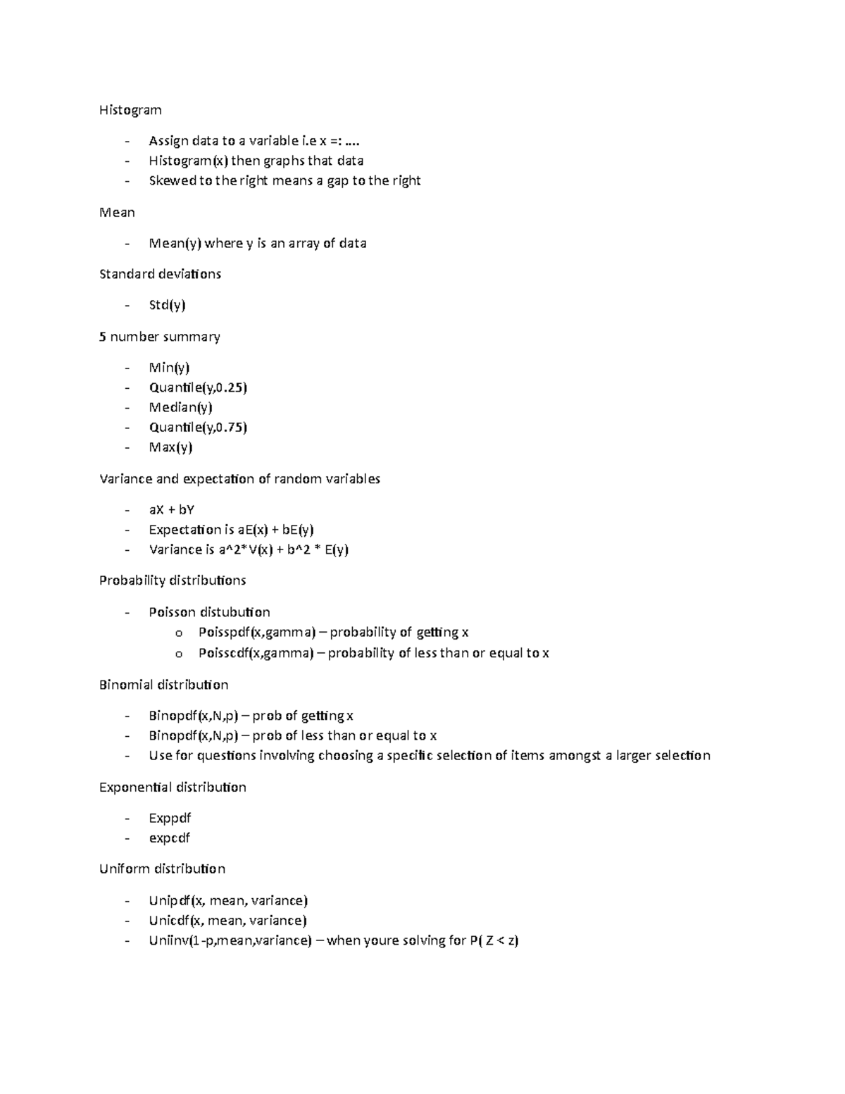 Matlab notes - Histogram Assign data to a variable i x ...