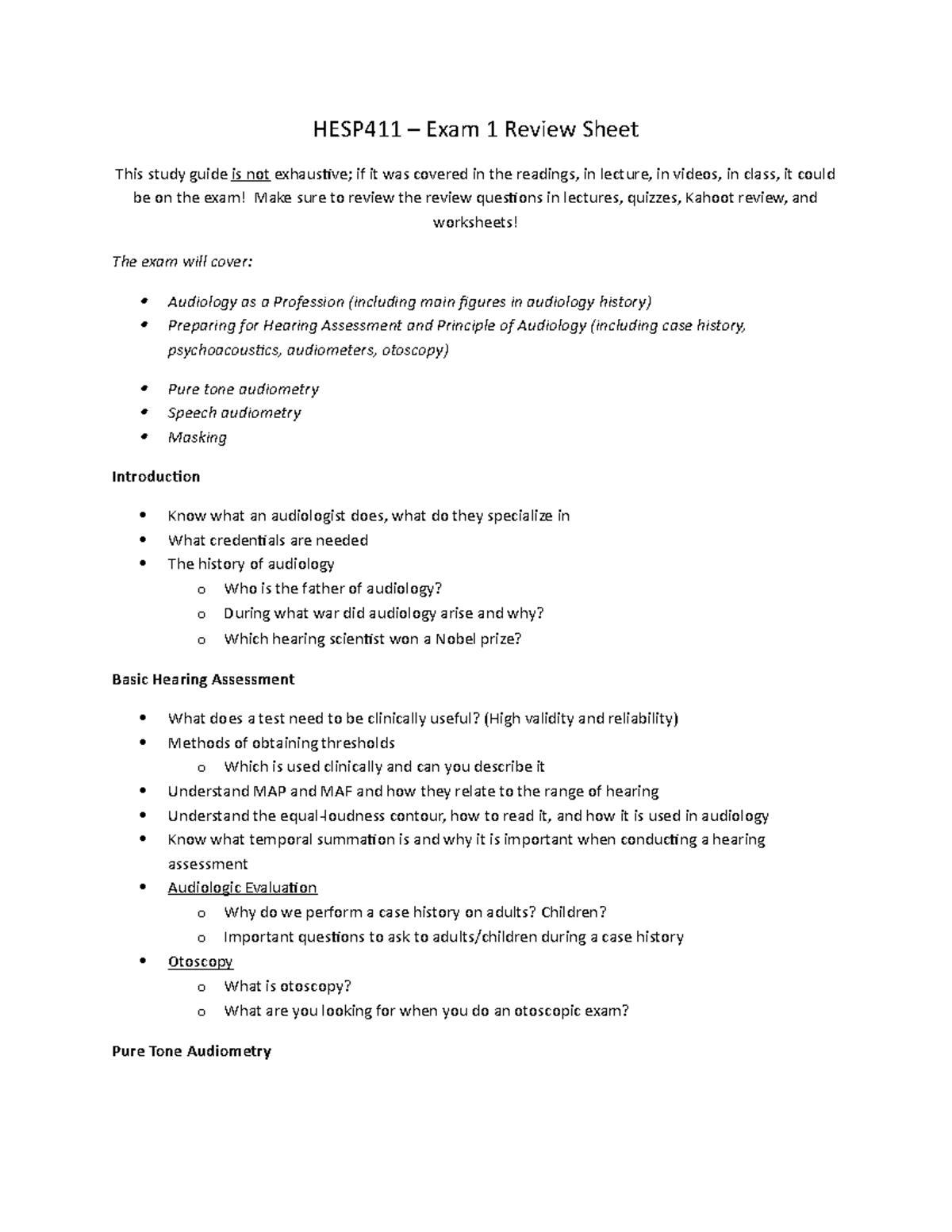 Exam 1 Review Sheet - Discusses everything to know for the first exam ...
