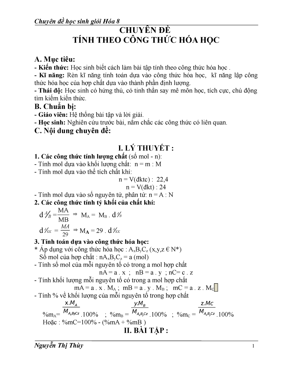 1001 bài tập về tính theo công thức hóa học thực hành cùng với giải đáp chi tiết