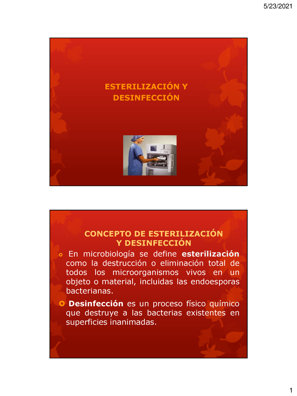 Esterilización - ESTERILIZACI”N Y DESINFECCI”N CONCEPTO DE ESTERILIZACI ...