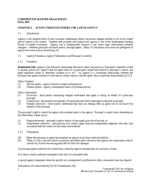 Corporation Law lecture notes with Prof. Kraakman - CORPORATION ...