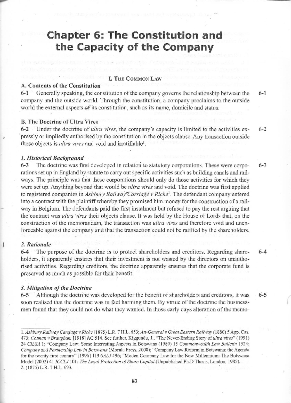 Chapter 6 - The constitution and the capacity of the company - THE ...