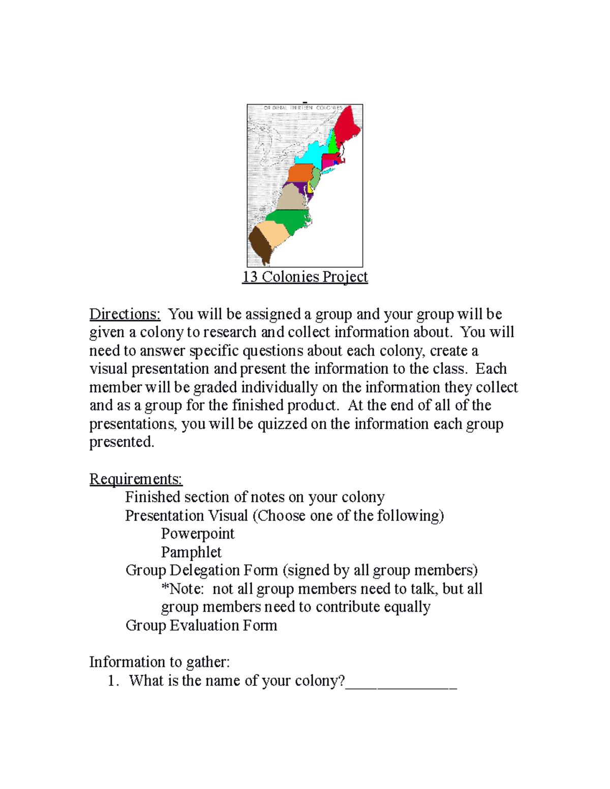 13Colonies Project 13 Colonies Project Directions You Will Be   Thumb 1200 1553 