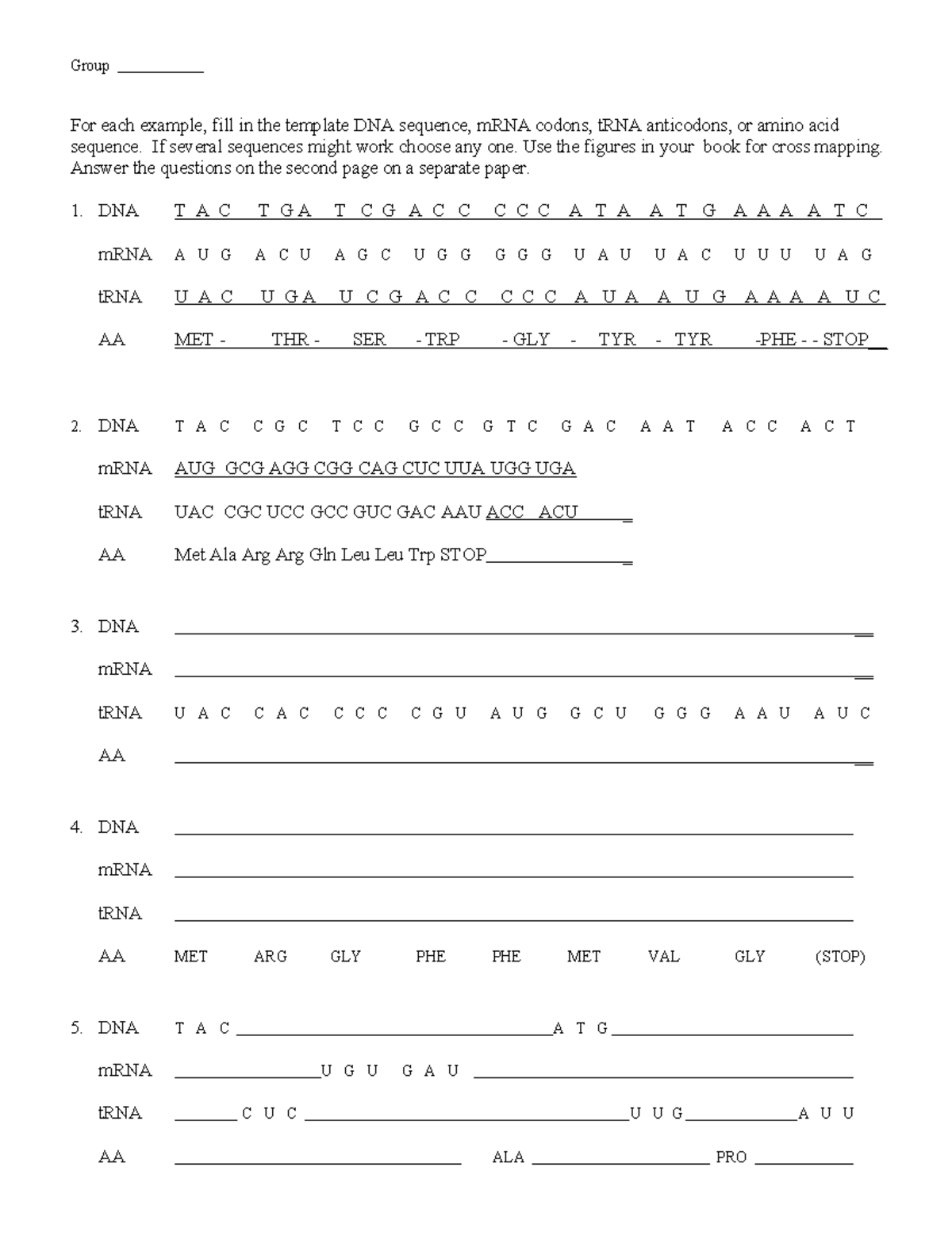 Expression activities I key - Group For each example, fill in the ...