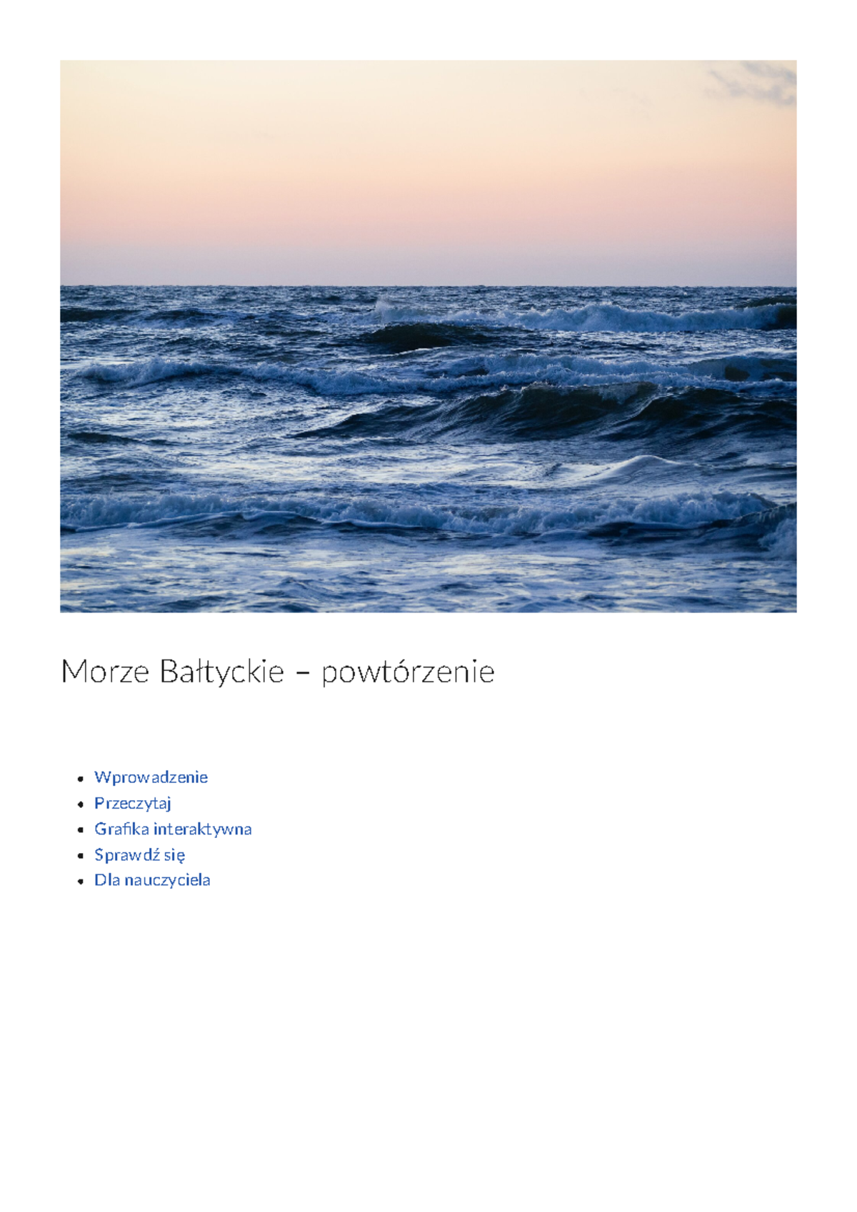 Sprawdzian Morze Bałtyckie Klasa 7