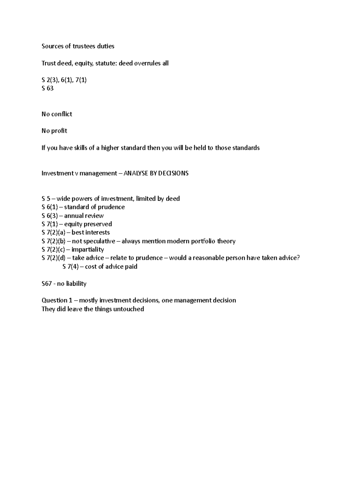 Tutorial 4 - Tute - Sources of trustees duties Trust deed, equity ...