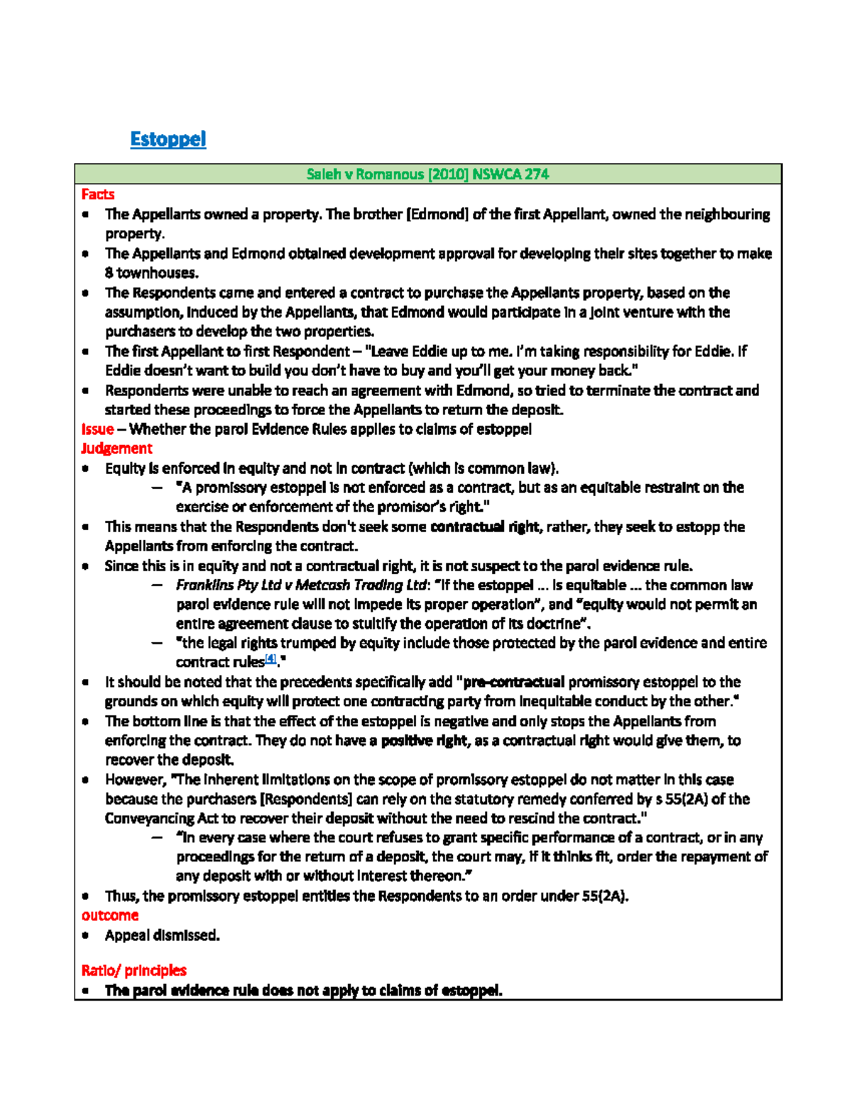 W2C1 - Week 2 Class 1 Notes - LAWS1075 - Studocu