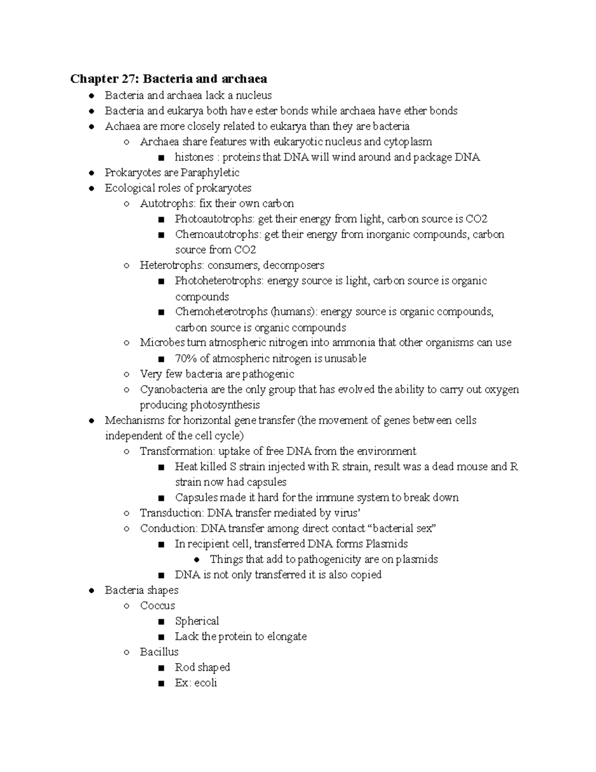 Exam 2 study guide - Dr. John Angell - Chapter 27: Bacteria and archaea ...