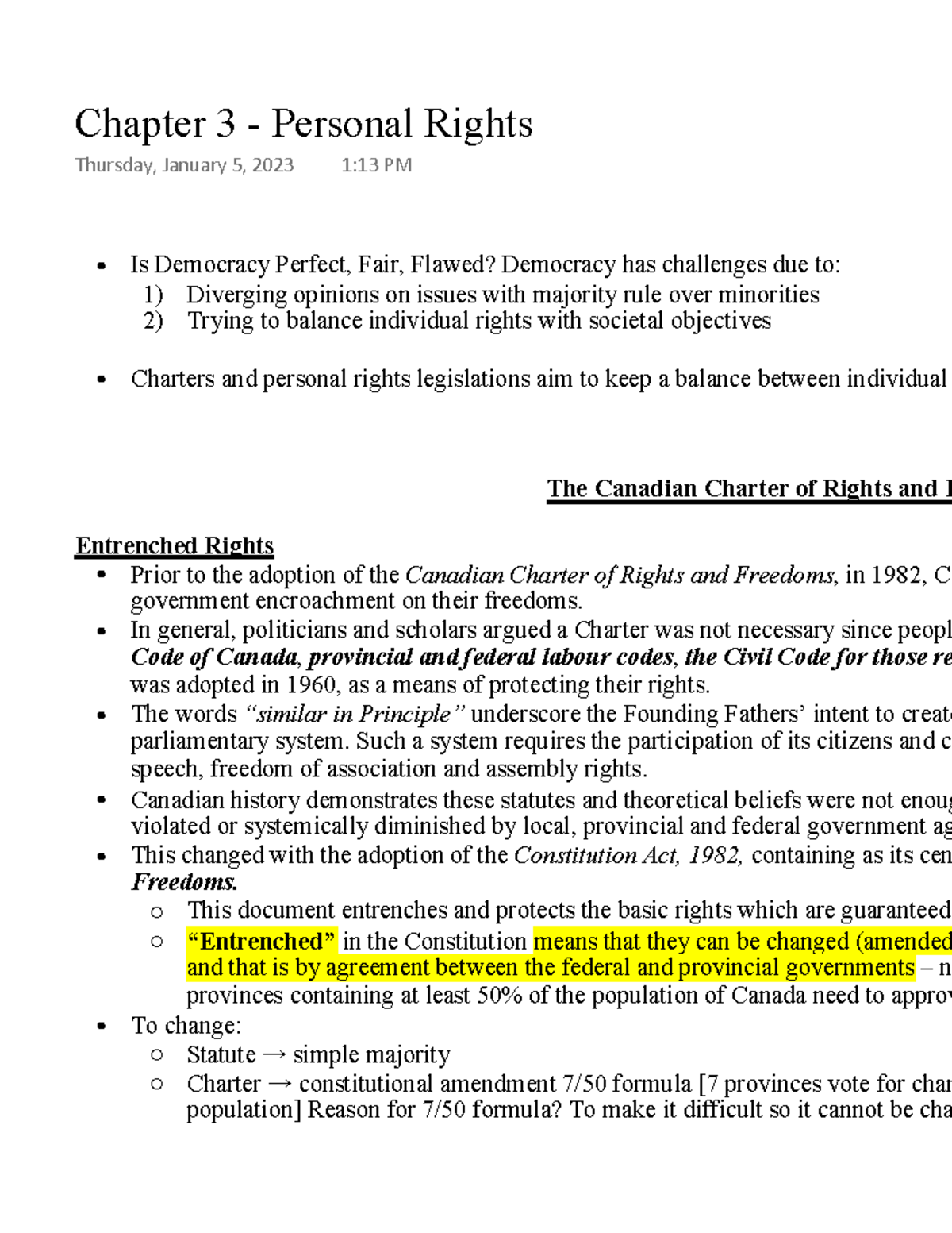Chapter 3 - Personal Rights - Is Democracy Perfect, Fair, Flawed ...