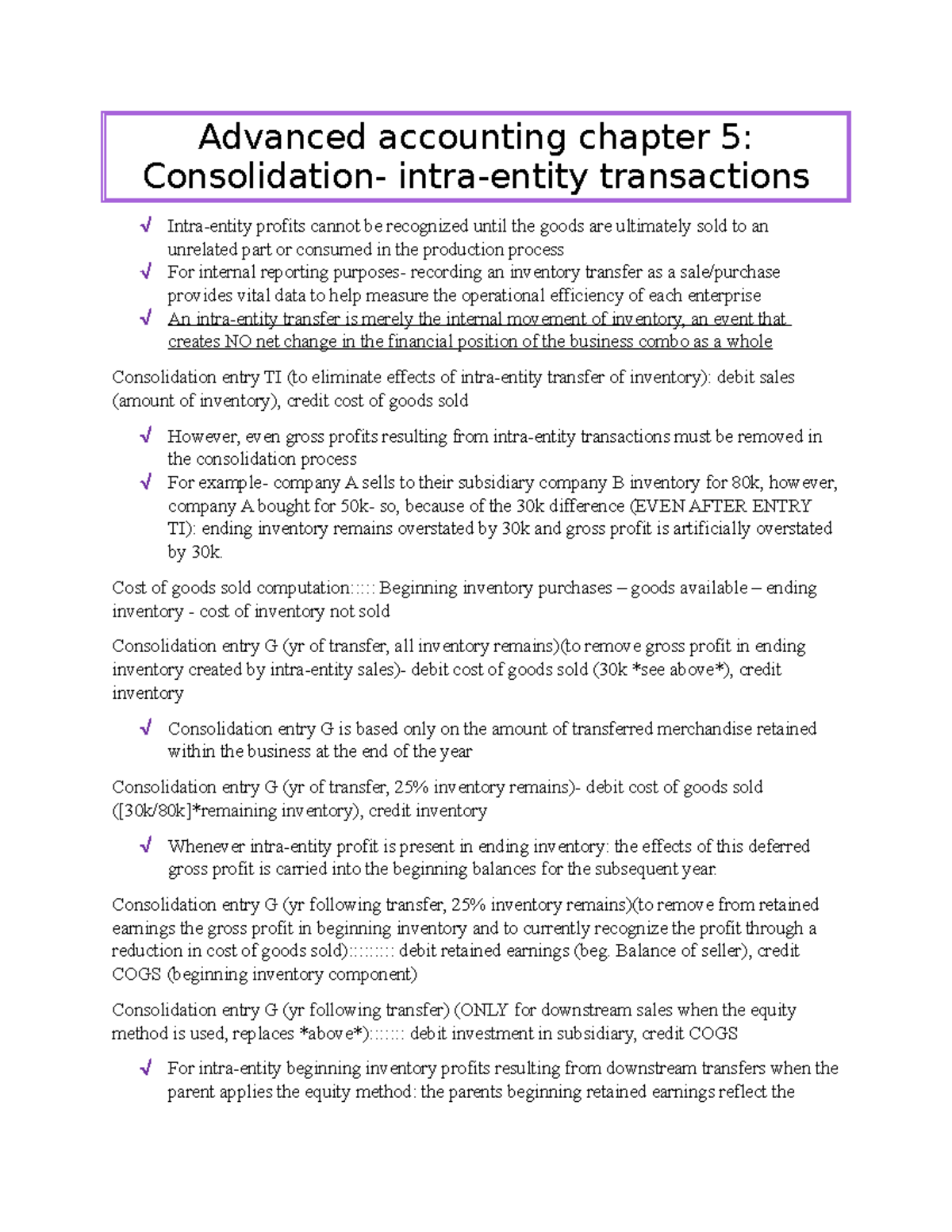 Chapter 5 Consolidation Intra Entity - Advanced Accounting Chapter 5 ...